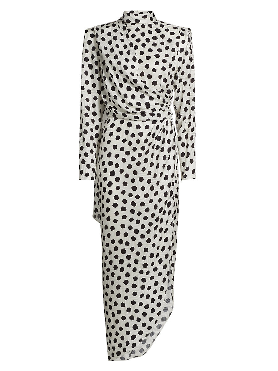 Women's Ariane Spot Asymmetric Midi-Dress - Ivory Black - Size Small | Saks Fifth Avenue