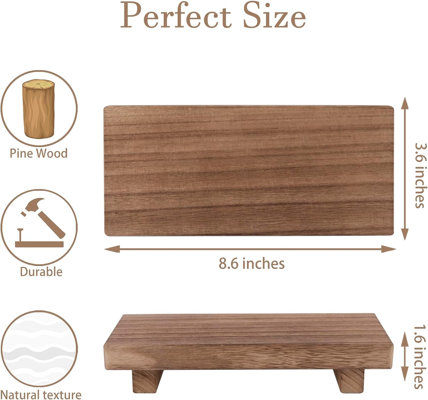 zoocatia Small Wood Tray Pedestal Stand Farmhouse Bathroom Decor Decorative Wooden Riser Kitchen ... | Amazon (US)