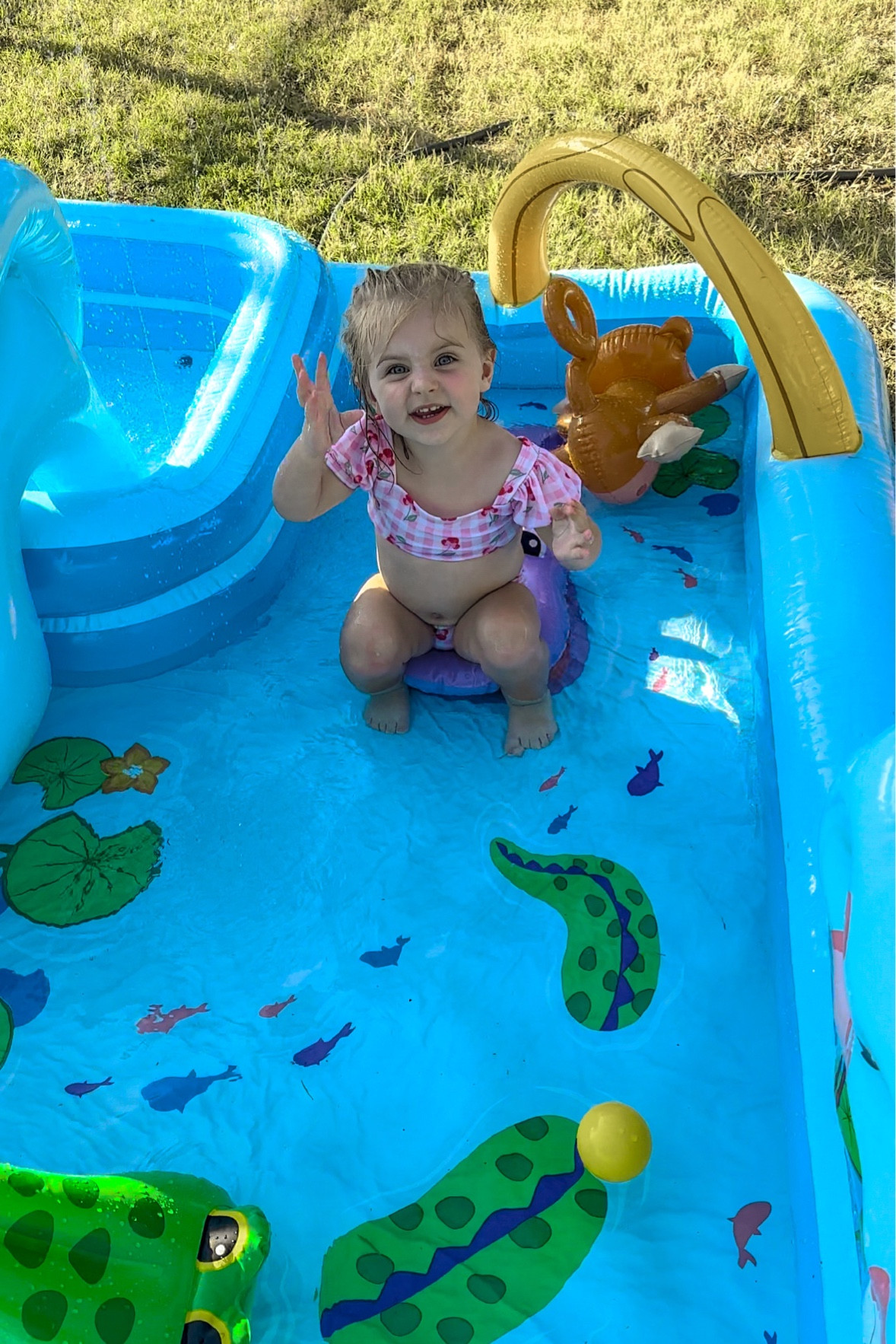 Scarlett’s summer picks. Splash pad and Minnie Mouse swim suit