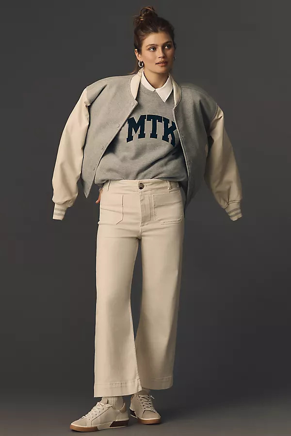 The Colette Denim Cropped Wide-Leg Jeans by Maeve | Anthropologie (US)