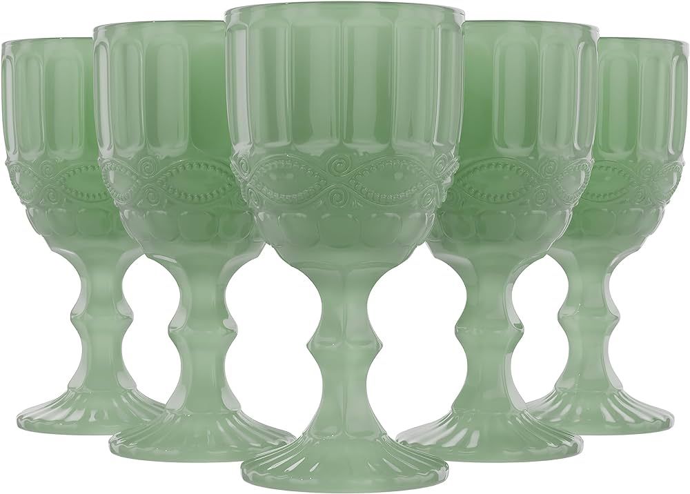 Elle Decor Set of 6 Wine Glasses | Colored Glassware Set | Colored Wine Glasses | Vintage Glasswa... | Amazon (US)