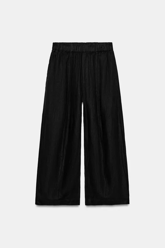 ZARA WOMAN COLLECTIONPants with main fabric made of 100% linen yarn. Mid-rise with an elastic wai... | Zara US