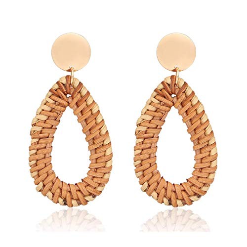 CEALXHENY Rattan Earrings for Women Handmade Straw Wicker Braid Drop Dangle Earrings Lightweight ... | Amazon (US)