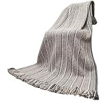 Crochet wool Blanket Gray Beige Warm throw blanket merino Knit Handmade Throw, 43x63 inches | Amazon (US)