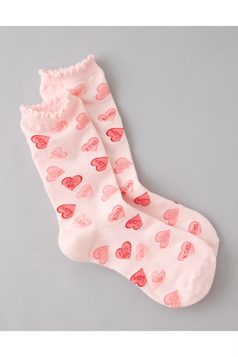 AE Valentine's Day Crew Socks Women's Light Pink One Size | American Eagle Outfitters (US & CA)
