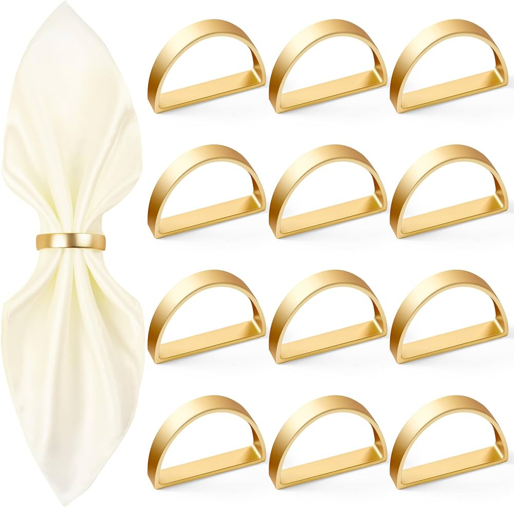 APTWOW Gold Napkin Rings Set of 12, Semicircle Metal Gold Napkin Holder Buckles, Fall Thanksgivin... | Amazon (US)
