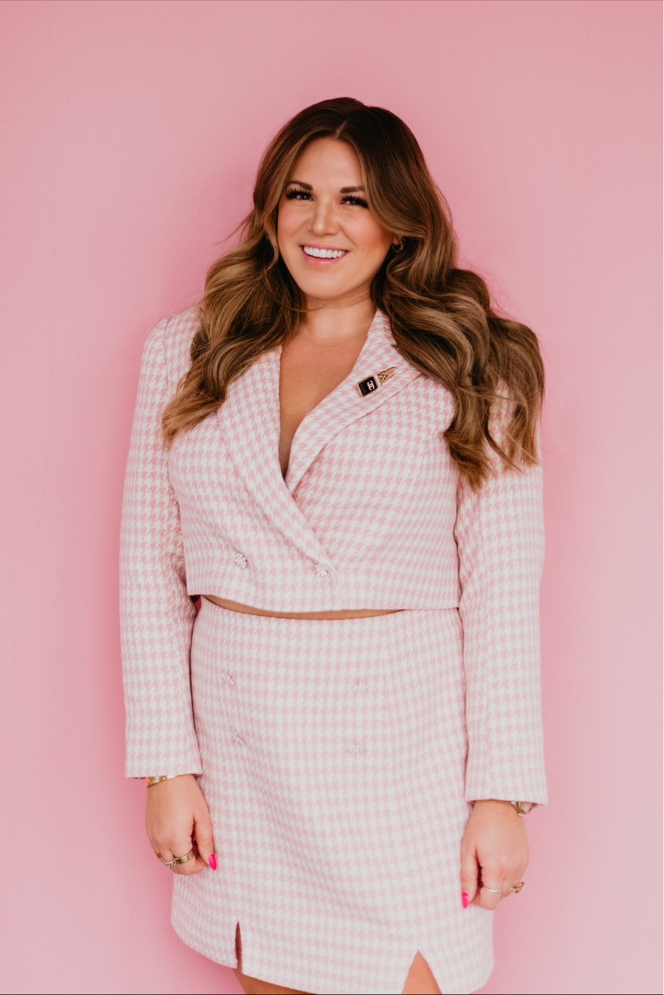 curvy pink tweed suit! wearing size 14 in cropped blazer and mini skirt 

#LTKcurves #LTKunder100 #LTKSeasonal