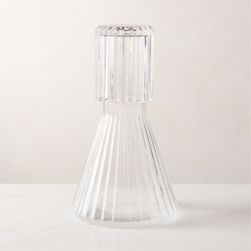 Aleric Ribbed Glass Carafe and Cup | CB2 | CB2
