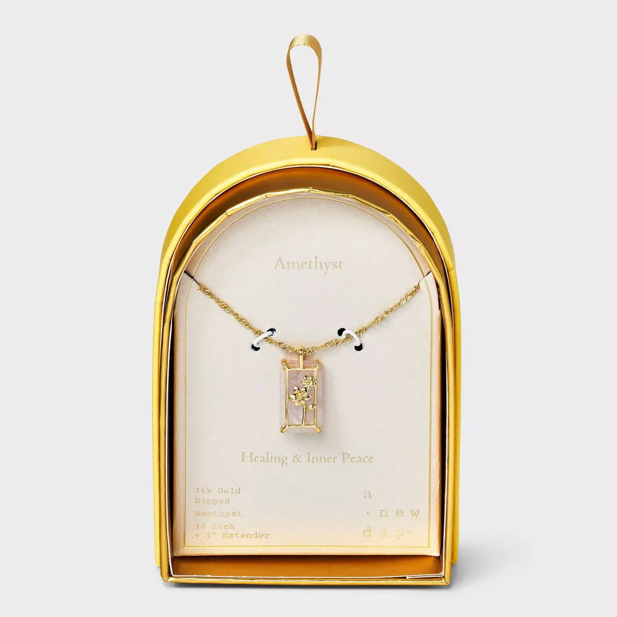 14K Gold Dipped Amethyst Flower Tag Pendant Necklace - A New Day™ Gold | Target