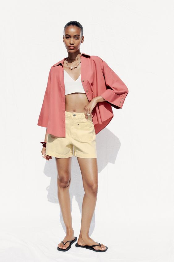 Z1975 HIGH-WAISTED SHORTS WITH PATCH POCKETS | Zara US