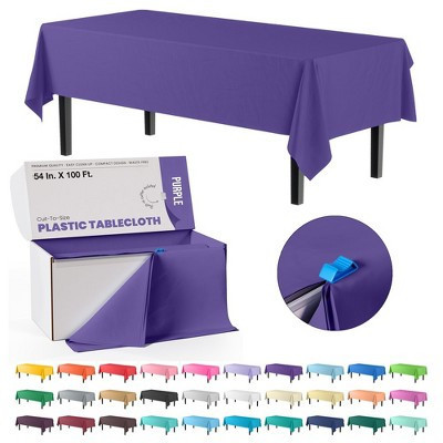Crown Display 54" X 100' Cut To Size Disposable Plastic Tablecloth Roll With Cutter - Purple | Target