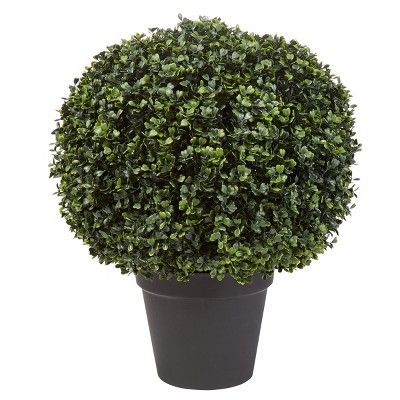 Nature Spring Realistic Plastic Faux Boxwood Topiary Arrangement for Indoor or Outdoor Use - Gree... | Target