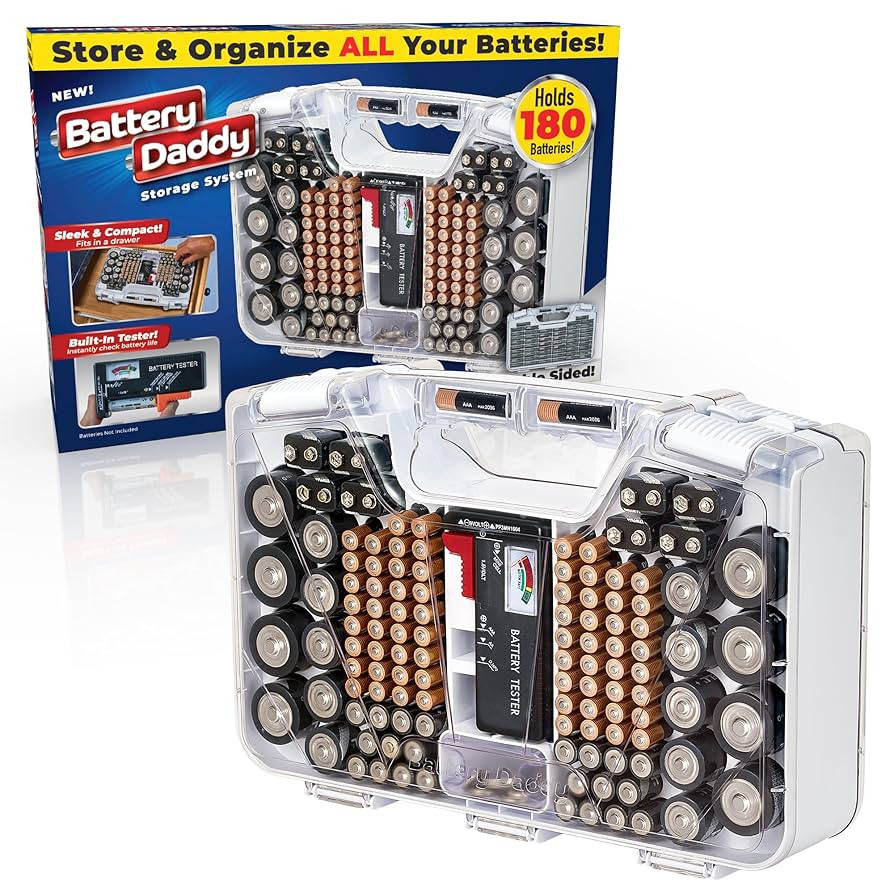 Ontel Battery Daddy Storage & Organizer Case with Tester, Stores & Protects Up to 180 Batteries, ... | Amazon (US)