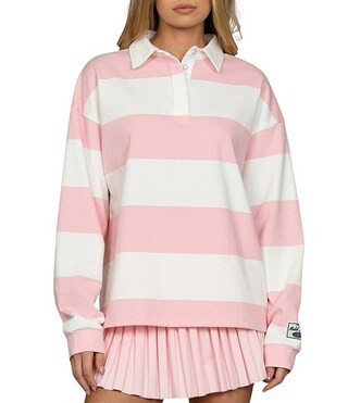 GOLD HINGE Striped Rugby Collared Neck Long Sleeve Top | Dillard's | Dillard's