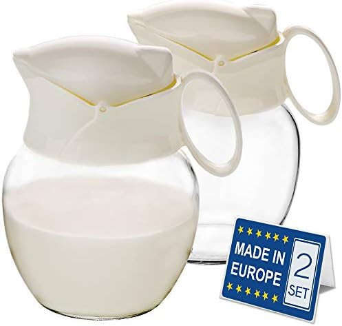 Crystalia Creamer Pitcher with Handle and Lid, Small Glass Body and BPA-Free Plastic Lid, Mullti Pur | Amazon (US)