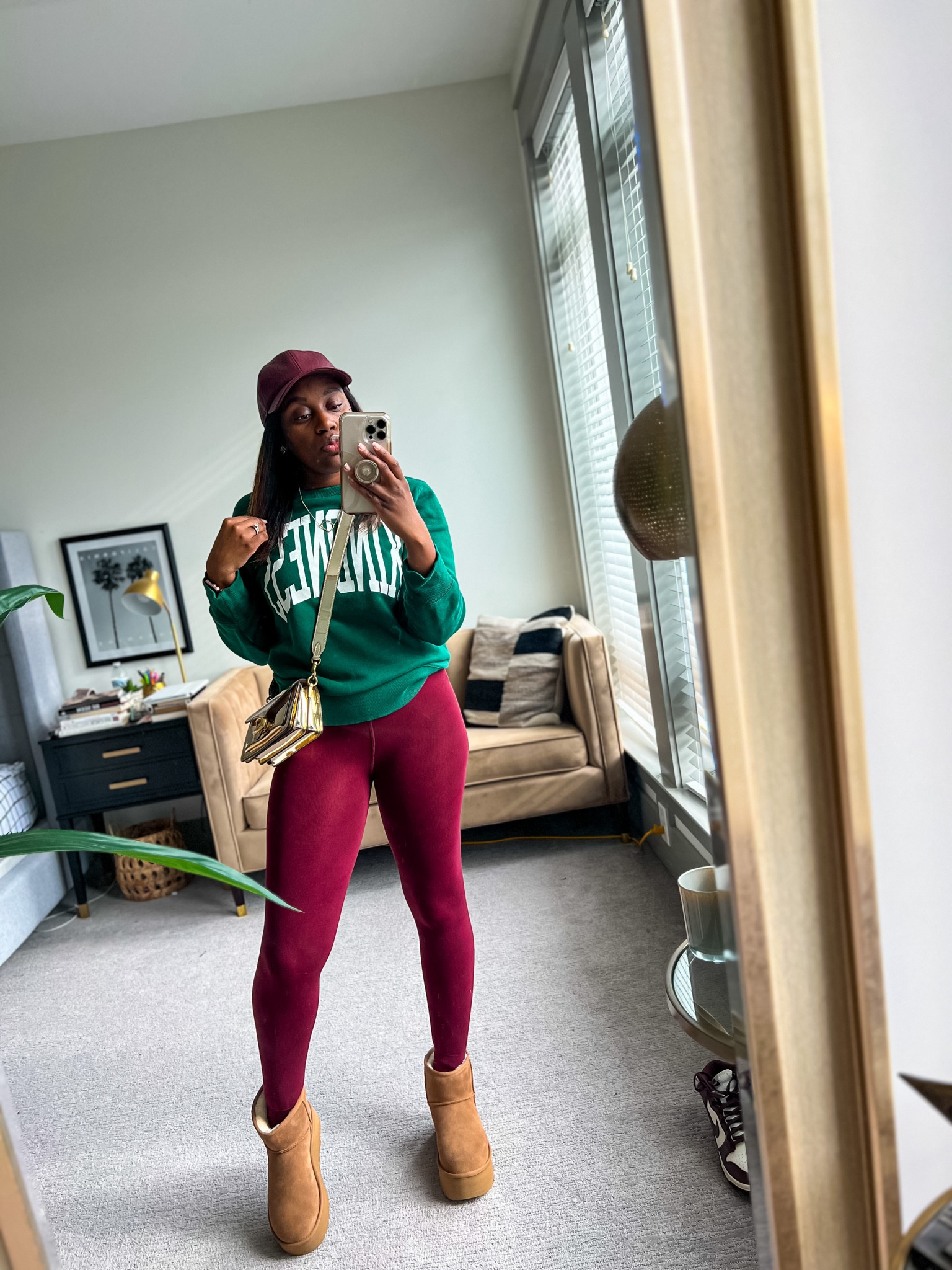 Casual Christmas outfit idea ❤️🎄These fur lined leggings will always be a favorite. Love them so much that I bought another pair in black. 

Also, my platform uggs are really the best winter item I purchased this year. Sooo comfy and cute! 

#LTKstyletip #LTKSeasonal #LTKHoliday