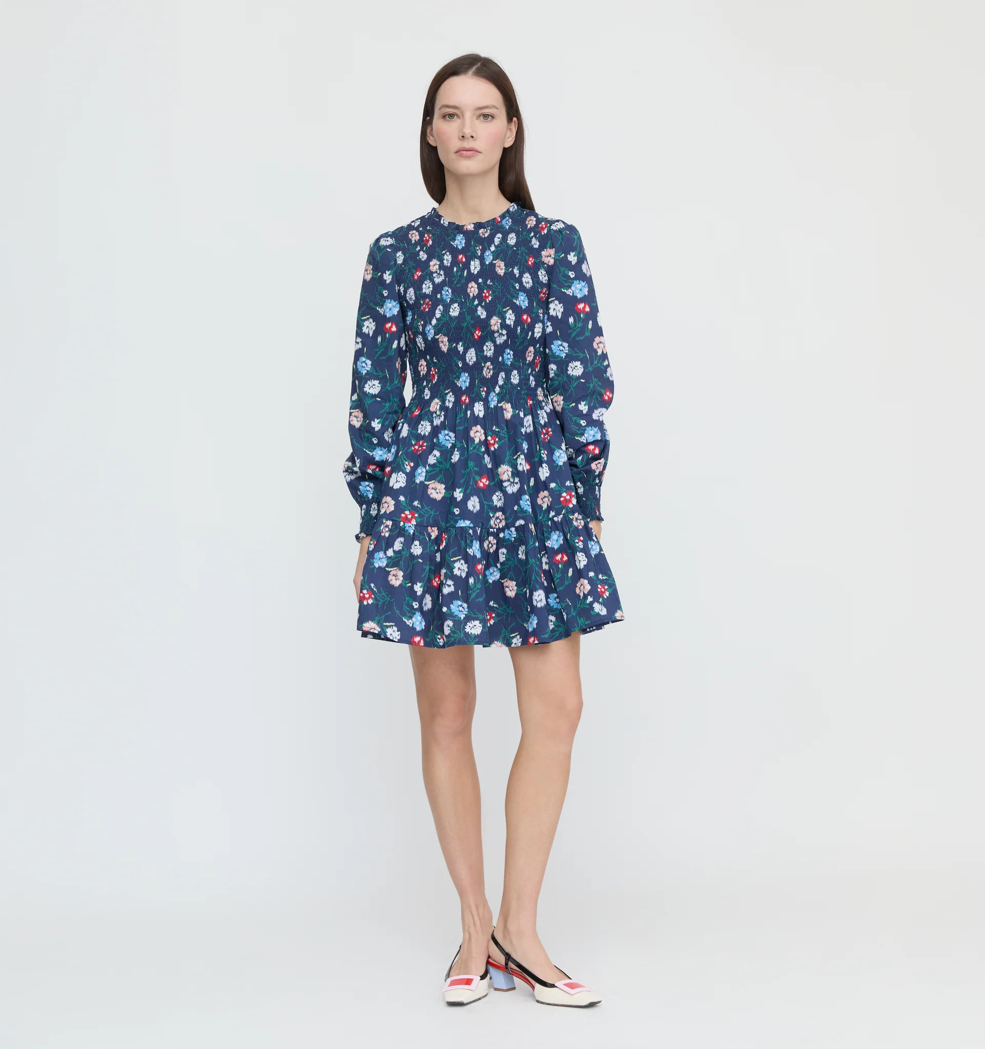 The Viviana Mini Nap Dress - Navy Belgravia Floral Ikat | Hill House Home US
