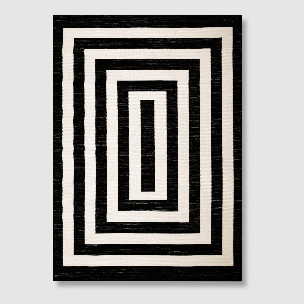 5' x 7' Mitre Stripe Outdoor Rug Black - Project 62 , Adult Unisex, Size: 5'x7' | Target