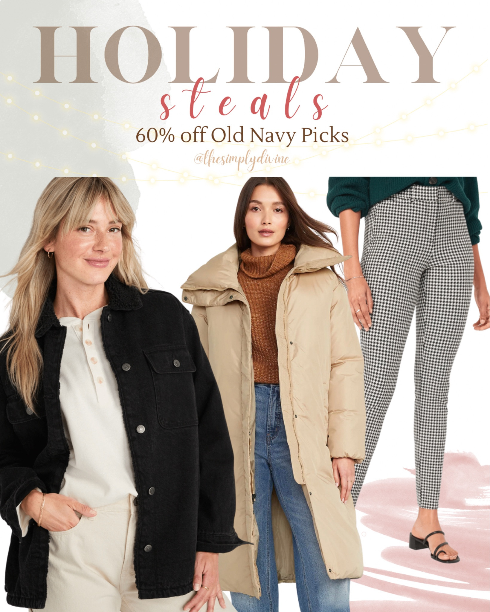 60% off Old Navy sale! Get them quick. 👀💕

| Old Navy | sale | coat | pants | gift guide | gifts for her | seasonal | holiday | 

#LTKunder50 #LTKsalealert #LTKGiftGuide