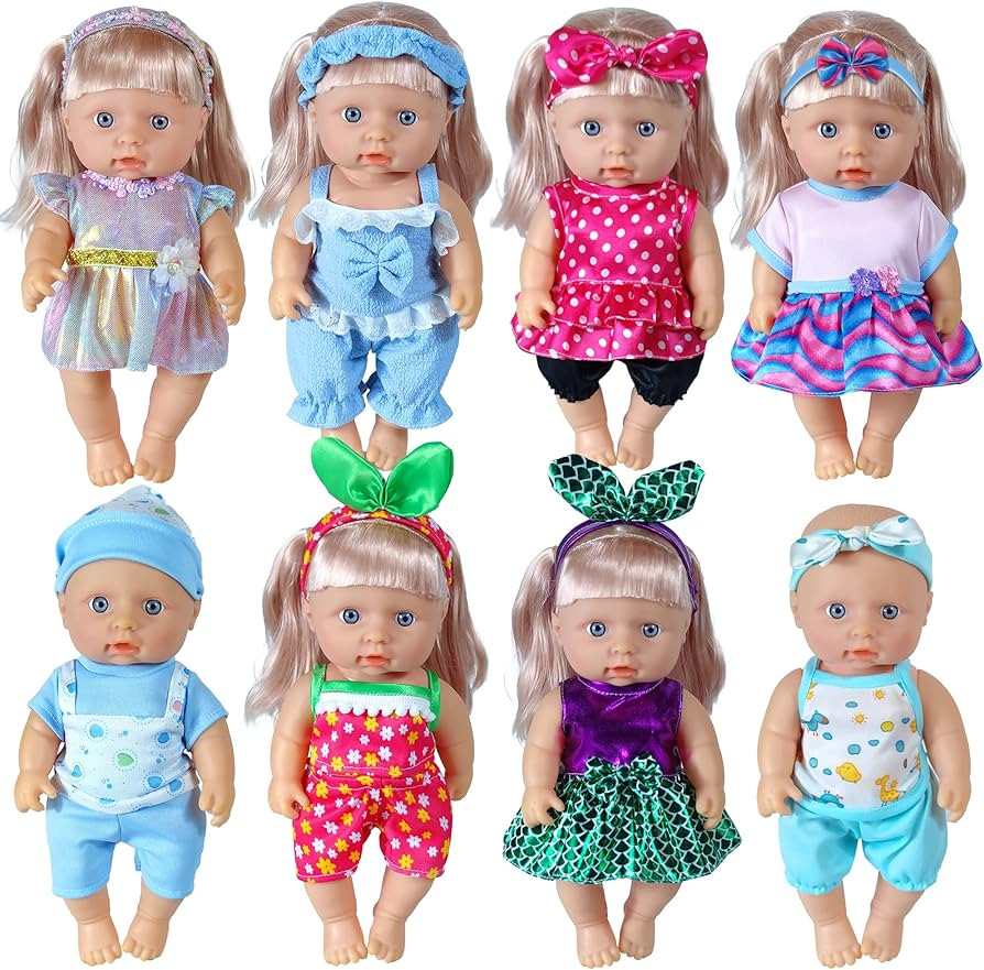 8-Sets 8-10-inch Doll-Clothes-Accessories Baby-Doll-Clothes Costumes Outfits Christmas Birthday G... | Amazon (US)