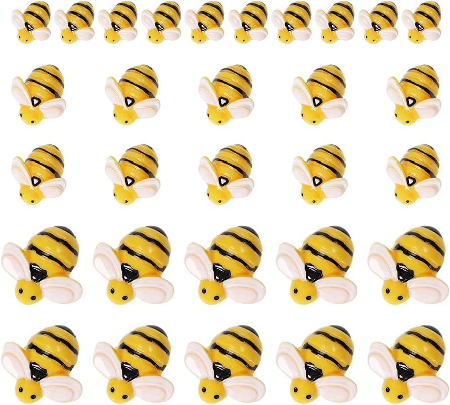 Tiny Resin Bees 30Pcs Small Plastic Flatback Bumble Bee Decor Embellishments for Art Crafts Birth... | Amazon (US)
