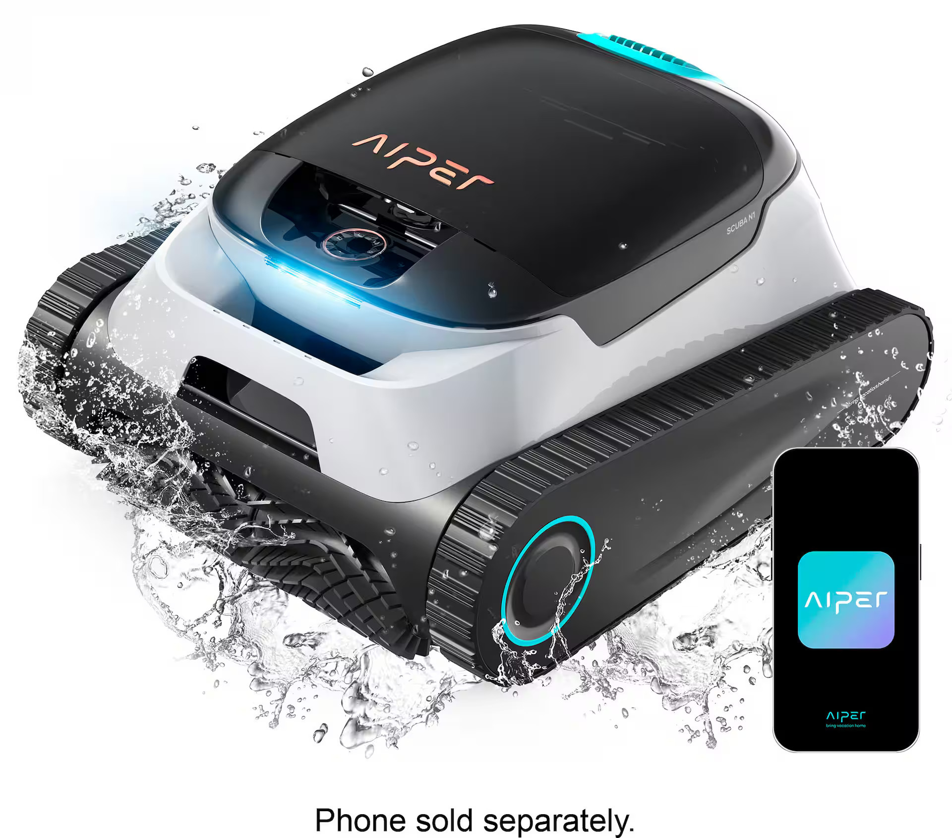 Aiper - Scuba N1 Plus: Robotic Pool Cleaner with MicroMesh Filtration for In-Ground Pools, Caterpillar Treads, and Mobile App - White | Best Buy U.S.