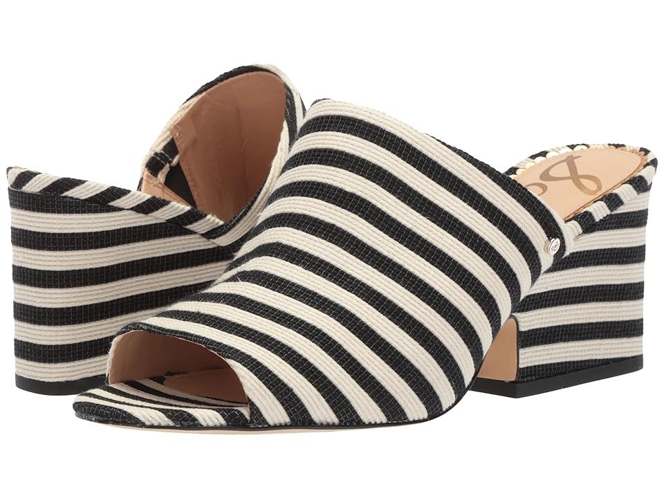 Sam Edelman Rheta (Black/Ivory Small Woven Stripe Fabric) Women's Slide Shoes | 6pm