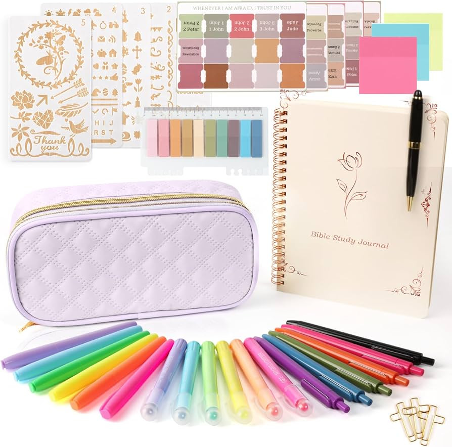 Bible Study Kit for Women and Girls – 50PCS Bible Journaling Supplies, 11 Bible Accessories, No... | Amazon (US)