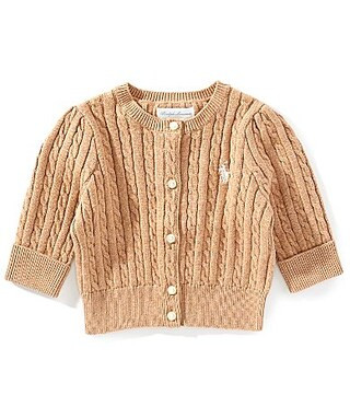 Ralph Lauren Baby Girls Long-Sleeve Mini-Cable Cardigan - 6 Months | Dillard's