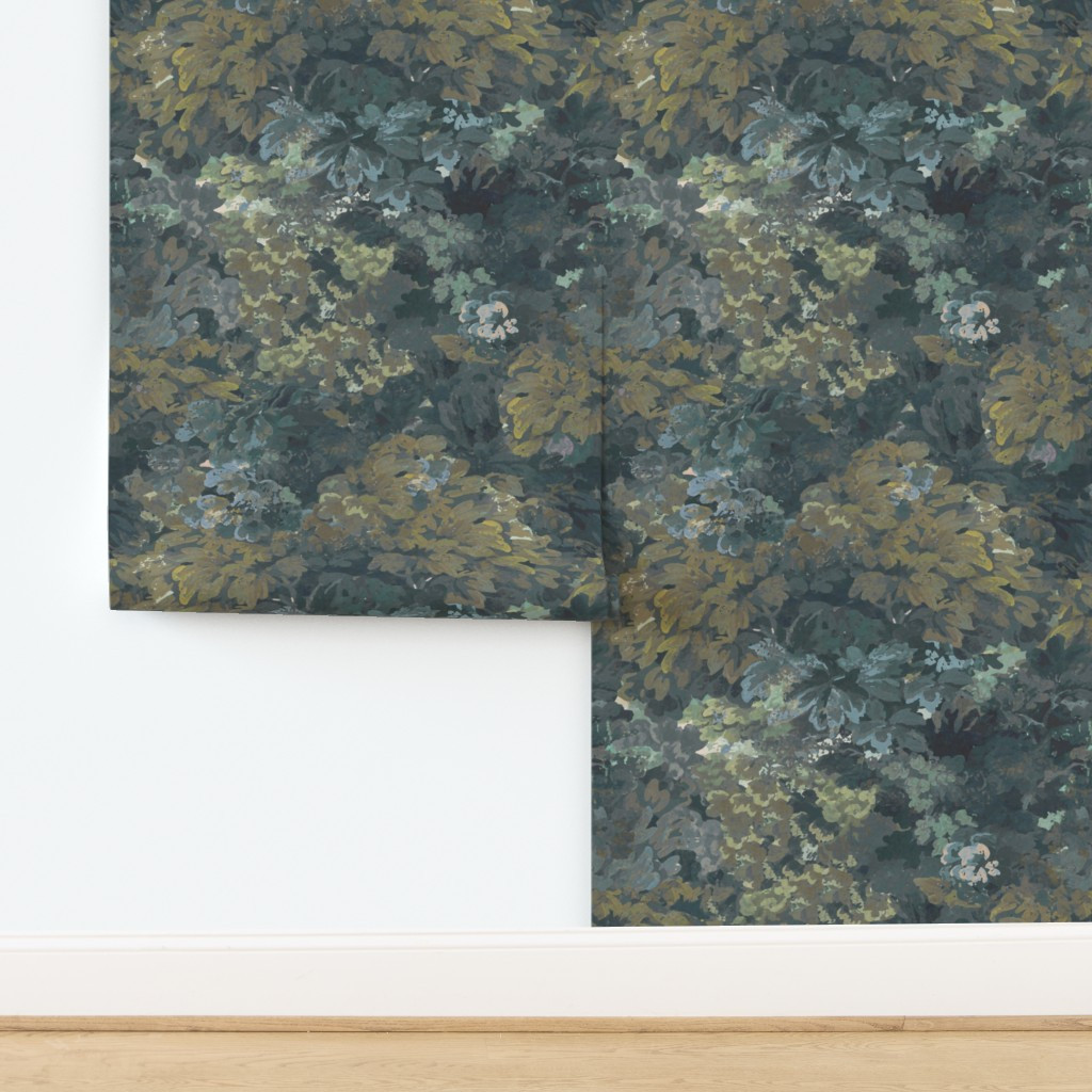 Wallpaper in Heritage Charm - Botanical Tapestry - Midnight Forest | Spoonflower