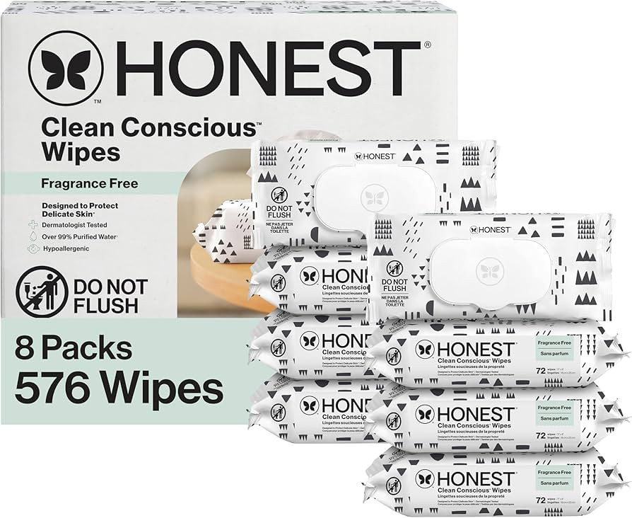 The Honest Company Hypoallergenic Multi-Use Baby Wipes for Sensitive Skin Baby Pattern Play 576 C... | Amazon (US)