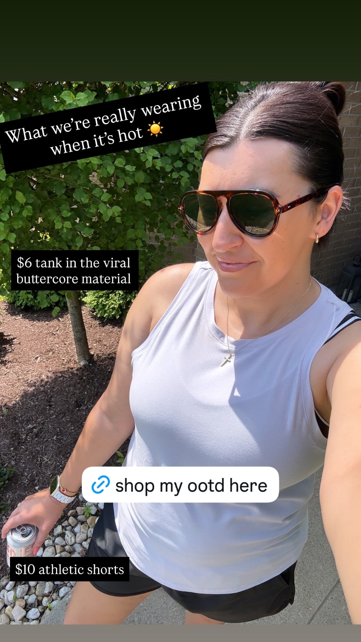 What we’re really wearing when it’s hot ☀️ $6 tank in the viral buttercore material
 $10 athletic shorts
Med tank
Large shorts

#LTKgrwm #LTKmomlife #LTKootd