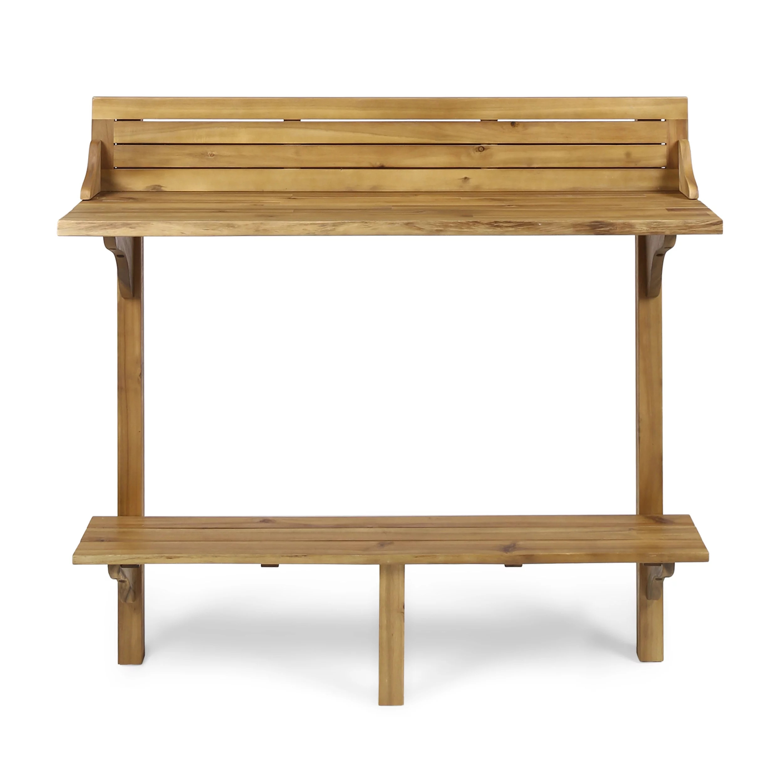 Cassie Outdoor Acacia Wood Balcony Bar Table, Natural Finish - Walmart.com | Walmart (US)