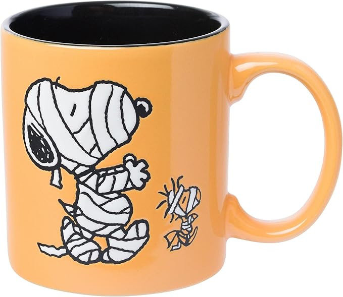 Silver Buffalo Peanuts Mummy Wax Resist Ceramic Mug Featuring Snoopy and Woodstock, 20 Ounces | Amazon (US)