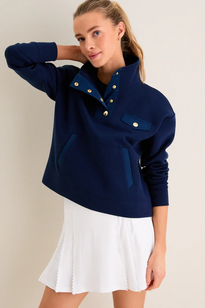 Navy Snap Neck Bailey Pullover | Tuckernuck (US)