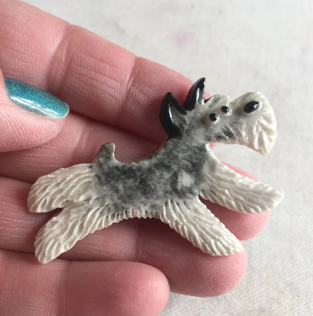 Miniature Schnauzer Handmade Porcelain Ceramic Tile, Magnet, Pin or Ornament Tell Me Your Choice ... | Etsy (US)