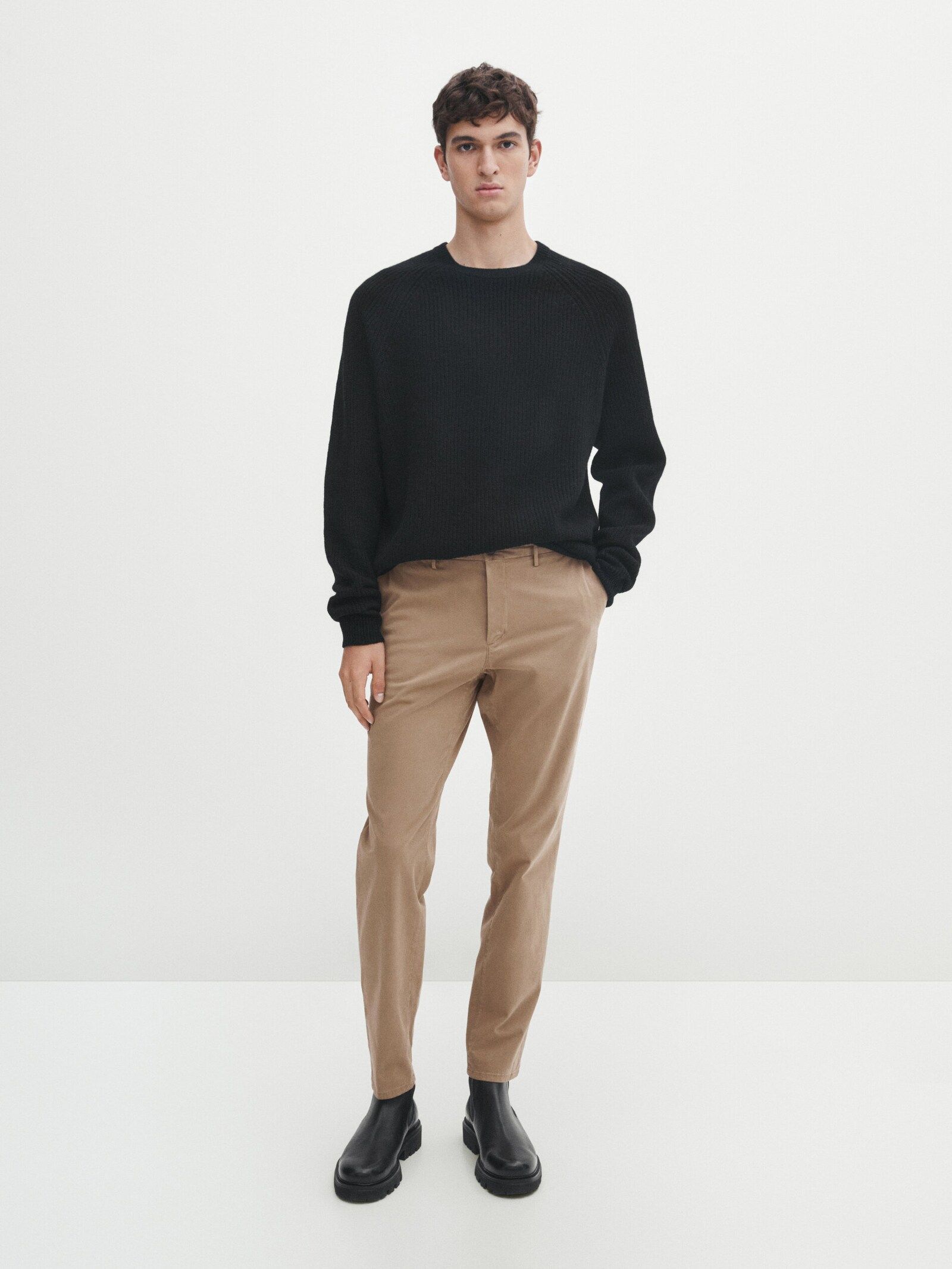 Slim-fit brushed cotton chinos | Massimo Dutti (US)