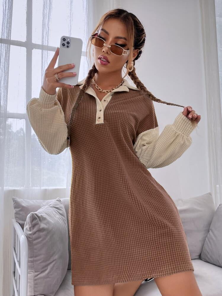 Two Tone Drop Shoulder Dress | SHEIN