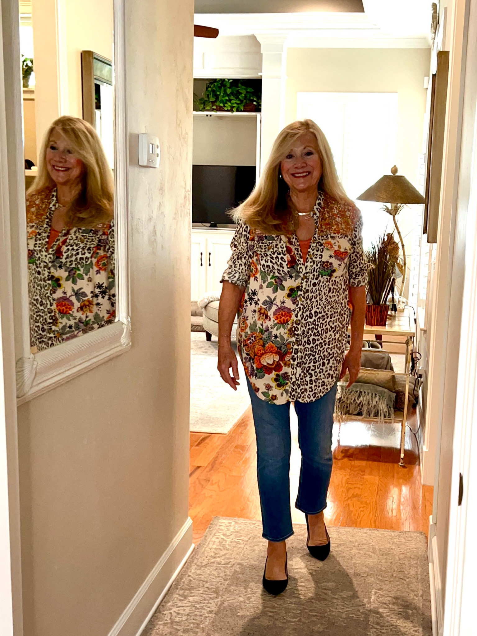 Fall Fashion with a big bright shirt and ankle jeans.🍁🎃🍂

#LTKMidsize #LTKShoeCrush #LTKSeasonal
