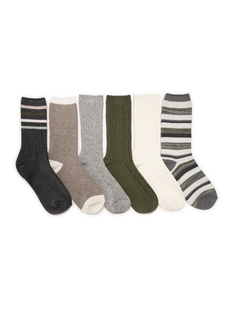 MUK LUKS Women's Fluffy Dream Crew Boot Socks, 6-Pack, OSFM | Walmart (US)