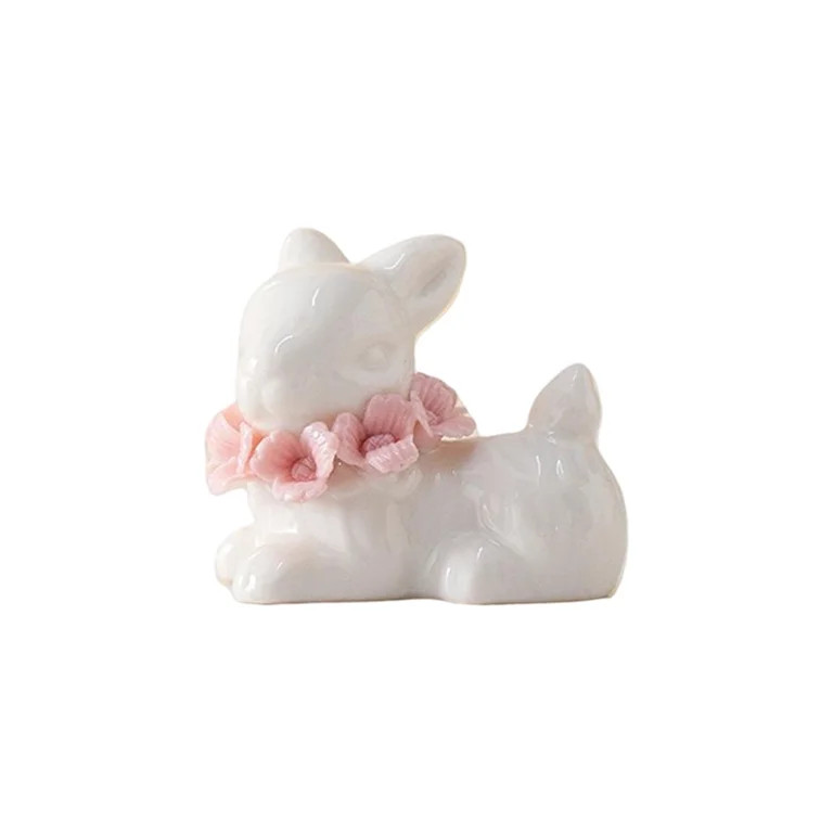 Ceramic Bunny Decor - White Porcelain Rabbit Easter Ornament for Living Room, Bedroom, Home | Walmart (US)
