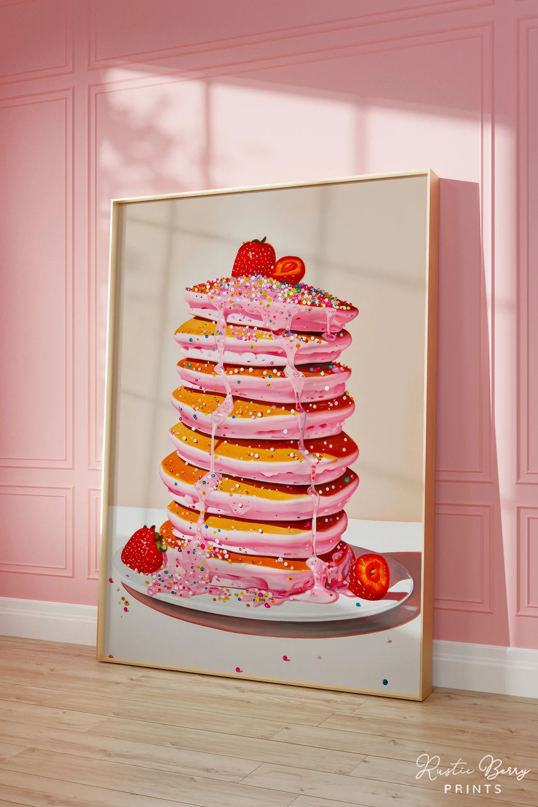 Pink Pancakes Art Print Wall Art Vintage Poster Retro Food Art Poster Kitchen Art Foodie Art Stra... | Etsy (US)