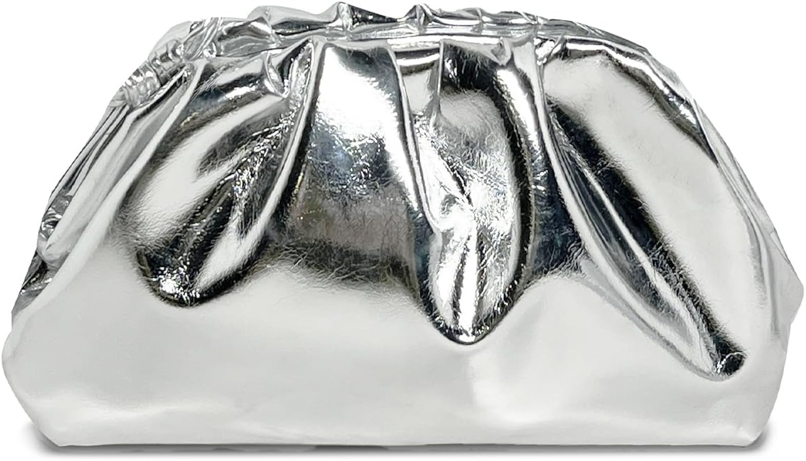 Huralona Dressy Pleated Vegan Leather Clutch Ruched Bag Purse Metallic PU Clutch Cloud Dumpling B... | Amazon (US)