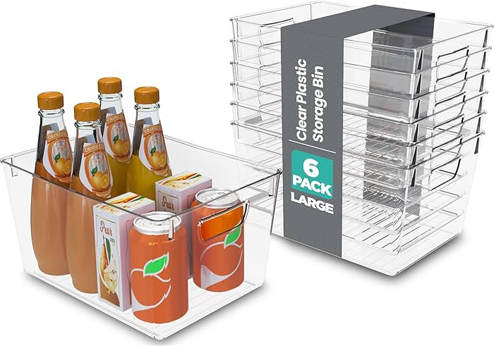 Utopia Kitchen Clear Organizer or Storage Bins - 6 Pack Pantry Organizers and Storage Bins - Larg... | Amazon (US)