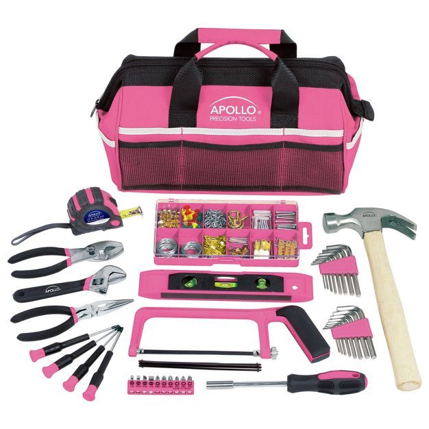 Apollo Tools 201pc DT0020P Household Tool Kit in a Soft Sided Tool Bag Pink | Target