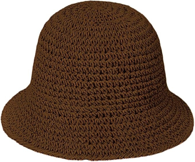 Womens Floppy Straw Sun Hat Packable Wide Brim Summer Beach Hat Foldable Crochet Bucket Hats | Amazon (US)