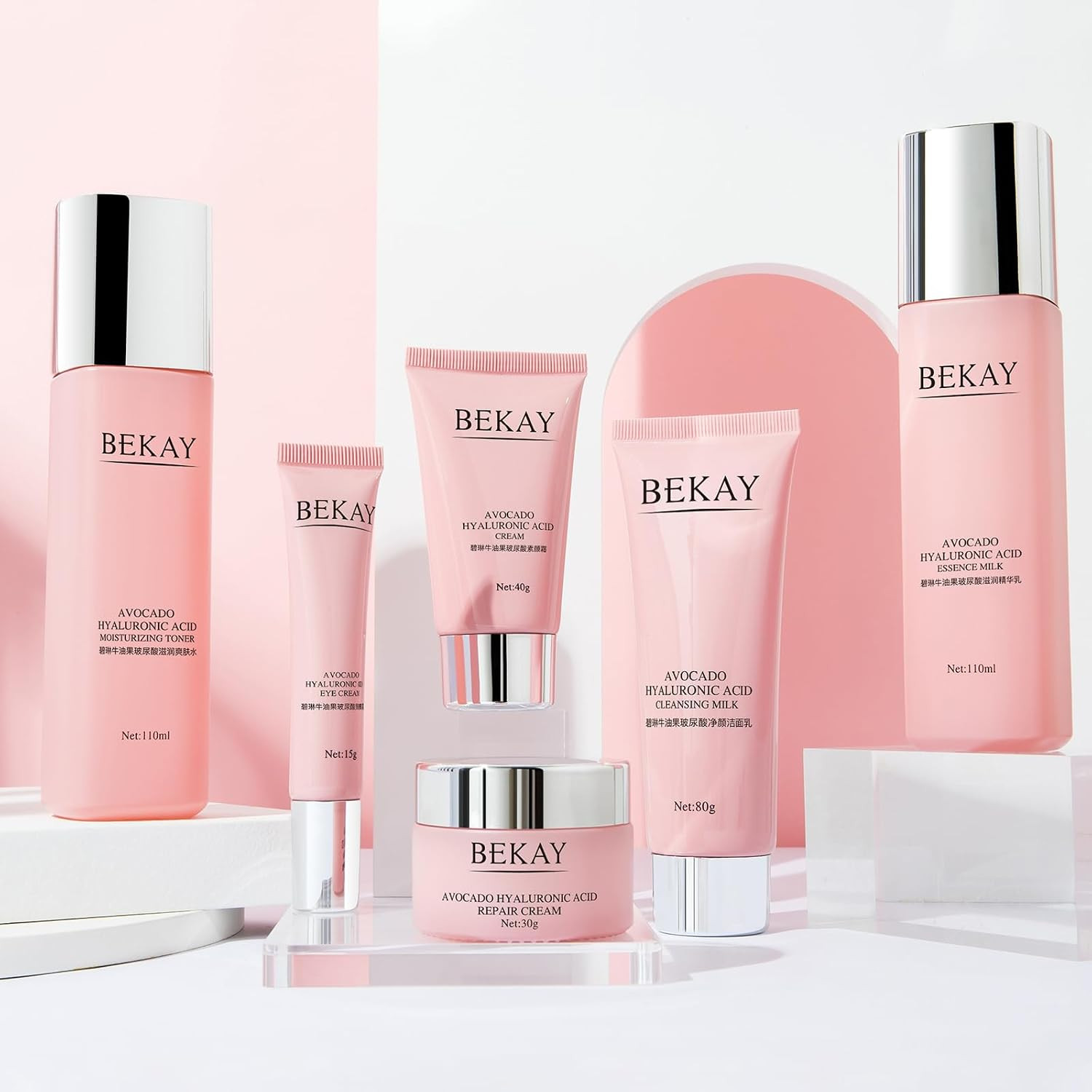 O'KADY 6-Piece Skincare Gift Set – Avocado & Hyaluronic Acid Collection, Hydrating Cleanser, Toner, Creams & Tone-Up Base – Daily Moisture Routine for All Skin Types, Holiday Gift for Women | Amazon (US)