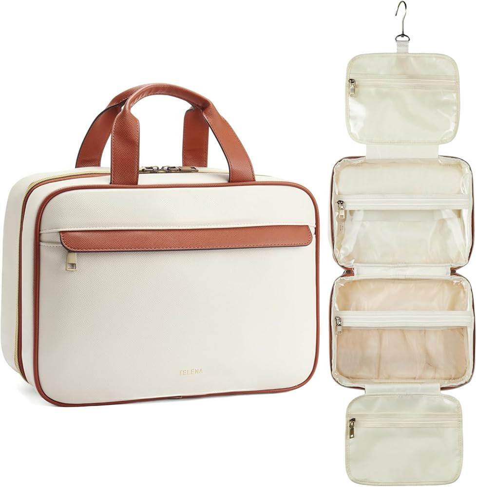 Telena Travel Toiletry Bag for Women, Toiletry Bag Travel Bag with Hanging Hook, Water-resistant ... | Amazon (US)