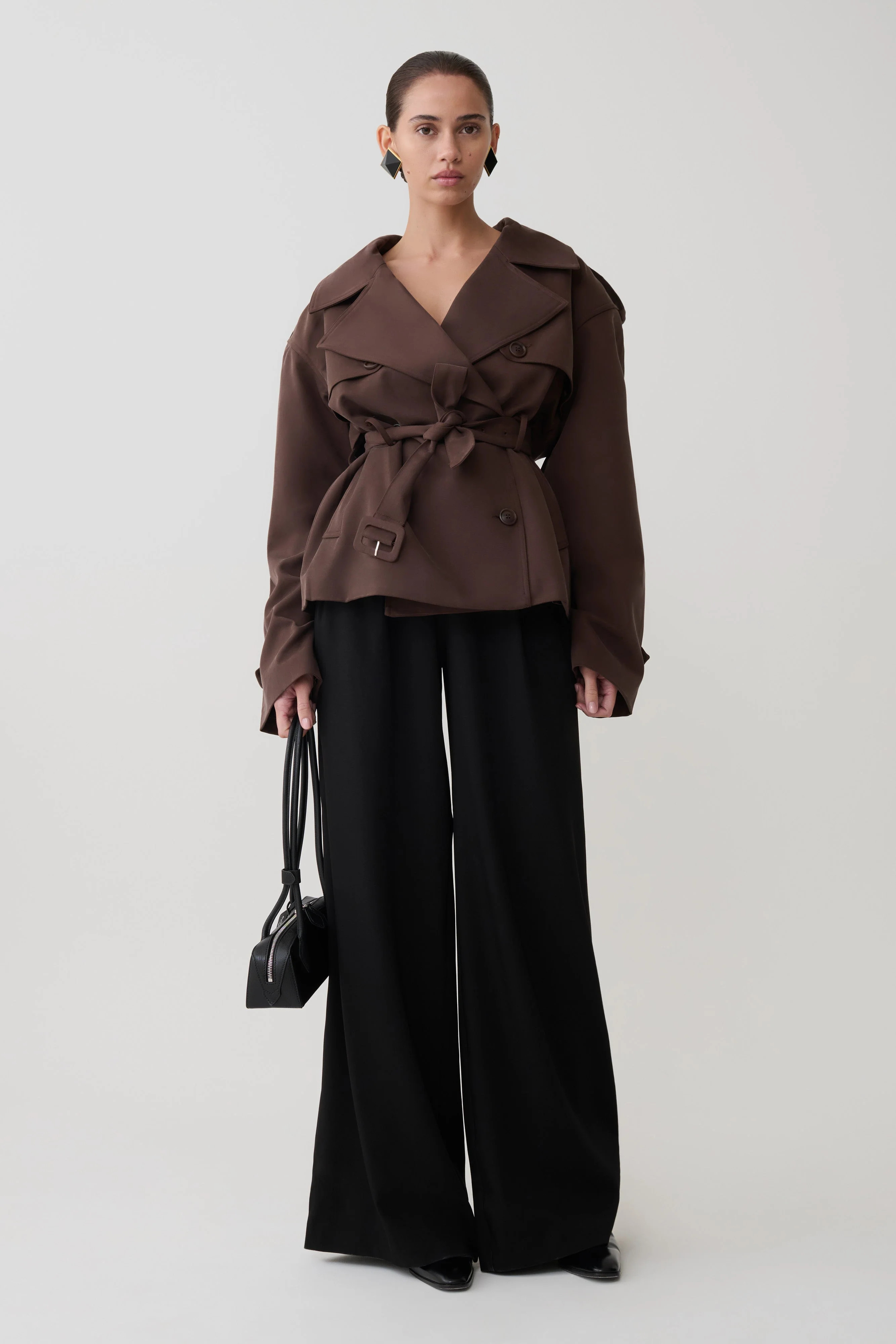Alden Short Trench Jacket - Chocolate | Meshki UK