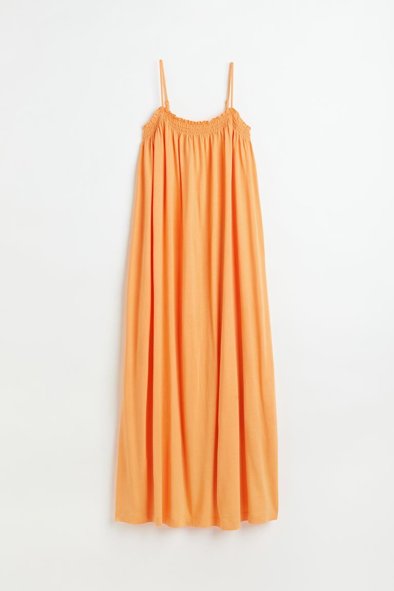 Long, relaxed-fit dress in jersey made from a modal and cotton blend. Narrow, adjustable shoulder... | H&M (US)